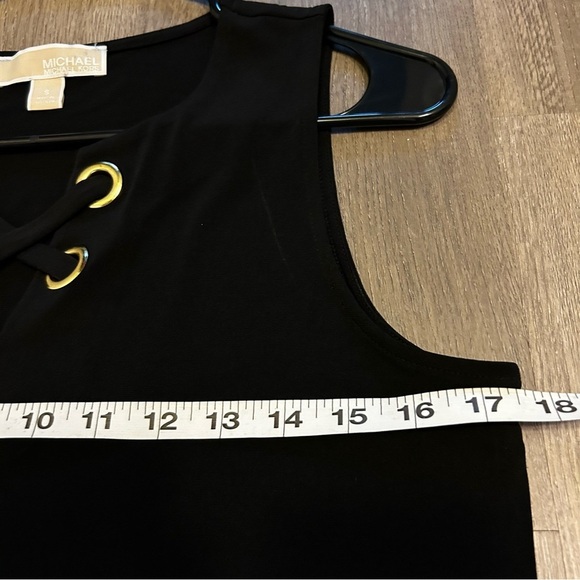 Michael Kors Small Black Bodycon Mini Sleeveless Dress with Gold Eyelets - Picture 5 of 5